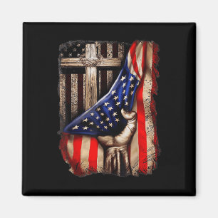 Gott Jesus Kreuz hinter amerikanischer Flagge Patr Magnet