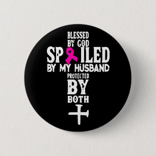 Gott Jesus rosa Ribbon Ehefrau Brustkrebs Button