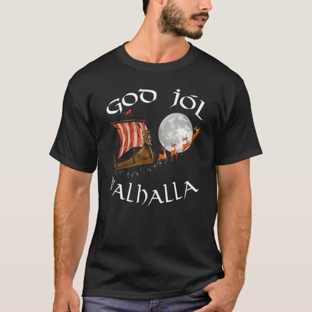 Gott Jól gutes Weihnachten Weihnachts-Viking Schif T-Shirt (Vorderseite)
