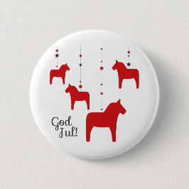 Gott jul! Dala Horse Button
