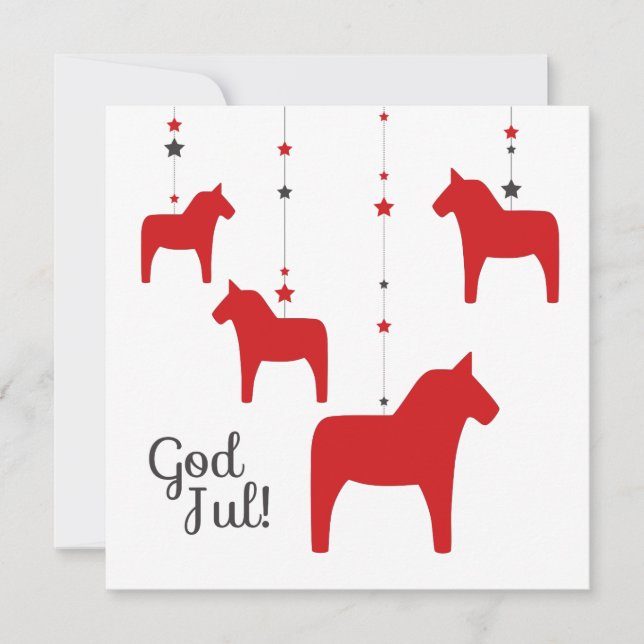 Gott Jul! Dala Horse Grußkarte Dankeskarte (Vorderseite)