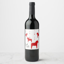 Gott jul! Dala Horse Wine Label Weinetikett