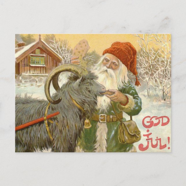 Gott Jul Frohe Weihnachten! von Jenny Nystrom Postkarte (Vorderseite)