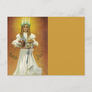 Gott Jul! Lucia Kind mit Leckereien Postkarte