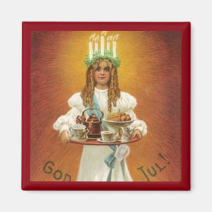 Gott Jul! Lucia mit Leckereien Magnet