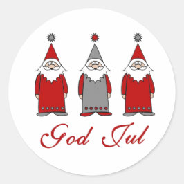 Gott Jul | Niedlich Funny Tomten Runder Aufkleber