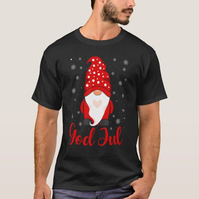 Gott Jul Norweger Gnome Frohe Weihnachtskleid T-Shirt (Vorderseite)