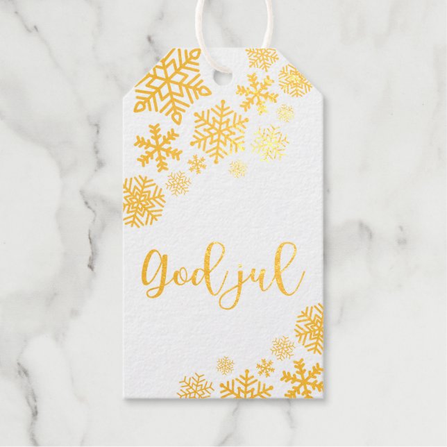 Gott Jul, Norwegisch & Schwedisch Frohe Weihnachte Geschenkanhänger (Vorderseite)