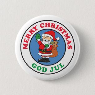 Gott Jul Swedish Christmas Santa Button
