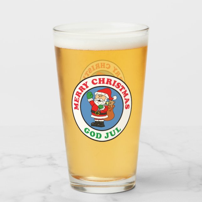 Gott Jul Swedish Christmas Santa Glas (Vorne (Gefüllt))