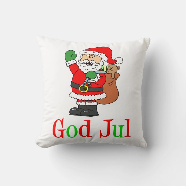 Gott Jul Swedish Christmas Santa Kissen (Vorderseite)