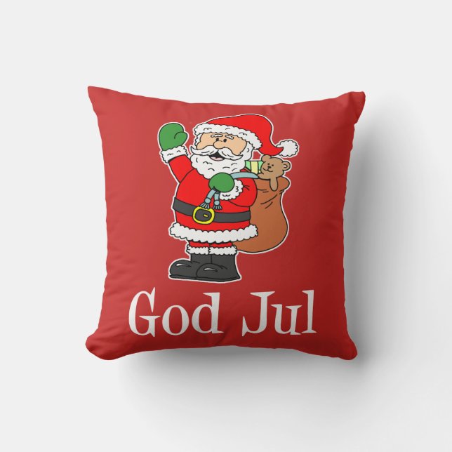 Gott Jul Swedish Christmas Santa Kissen (Vorderseite)