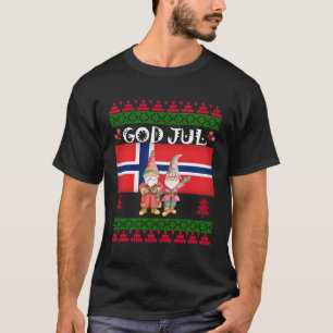 Gott Jul Ugly Norwegen Flag Weihnachtsskandinavien T-Shirt