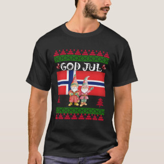 Gott Jul Ugly Norwegen Flag Weihnachtsskandinavien T-Shirt