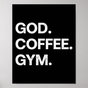 Gott Kaffeemaschine Funny Christlich Workout T-Shi Poster
