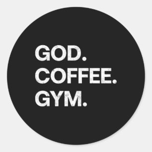 Gott Kaffeemaschine Funny Christlich Workout T-Shi Runder Aufkleber