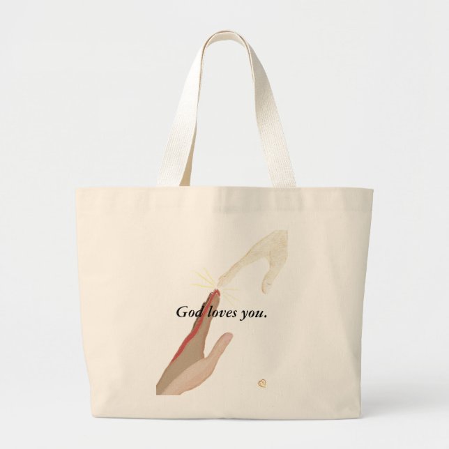 Gott Liebe dich, Energie und rassische Handgewächt Jumbo Stoffbeutel (Vorne)