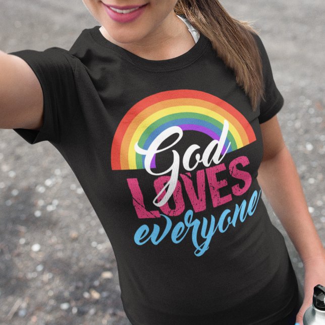 Gott Lieben Jeder Niedliche Regenbogen Christliche T-Shirt (Von Creator hochgeladen)
