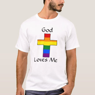 Gott Lieben LGBTQ Rainbow Cross T - Shirts