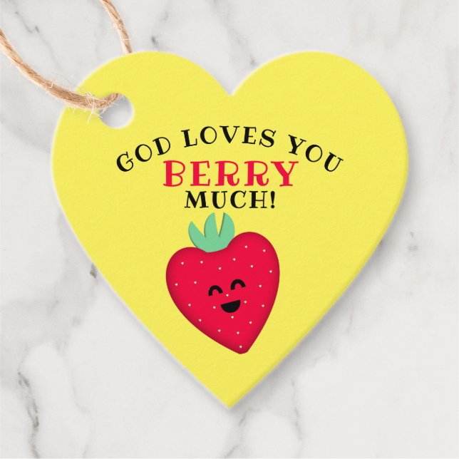 Gott Lieben Sie Berry Much Strawberry Herz Geschenkanhänger (Vorderseite)