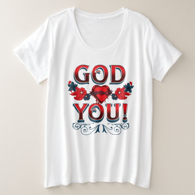 Gott Lieben Sie Große Größe T-Shirt (Design vorne)