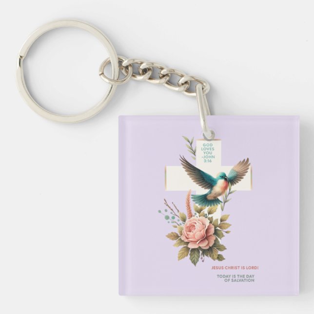 Gott Lieben Sie kreuzen und Bird Design Schlüsselanhänger (Vorderseite)