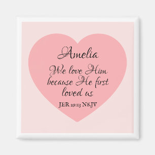 Gott liebt dich Bibelvers Rosa rotes Herz einfach Magnet