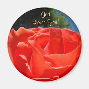 Gott liebt dich! Knöpfe Rote Rose Glaube Segen Magnet