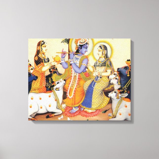 Gott Lord Krishna Premium Wrapped Canvas (Glanz) Leinwanddruck (Vorderseite)