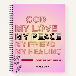 Gott, meine Liebe und Hilfe Psalm 28,7 Spiralblock Notizbuch
