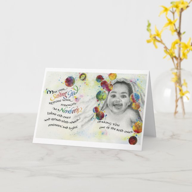 Gott/Neugeborene rettend, geklappte Grußkarte, 5"x Karte (Gelbe Blume)