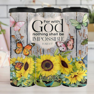 Gott Nichts Unmöglich: Sonnenblumen Schmetterlinge Thermosbecher