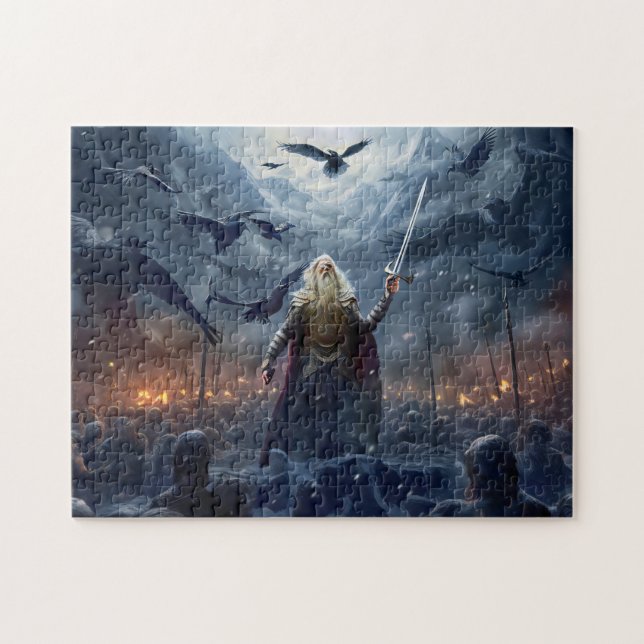 Gott Odin führt Einherjer Krieger von Asgards  Puzzle (Horizontal)