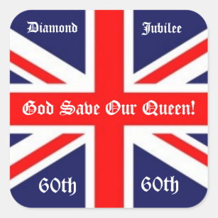 Gott retten unsere Königin! - 60 Jahre/britische Quadratischer Aufkleber
