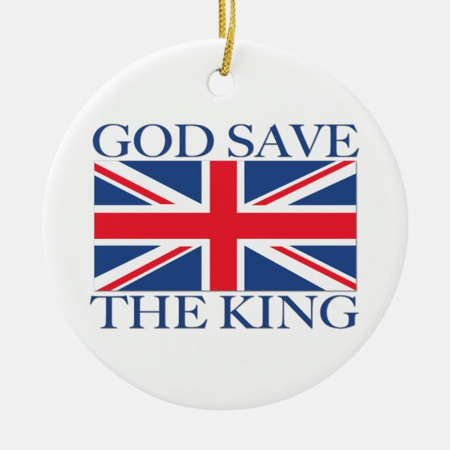 Gott Rettete den König mit Union Jack Keramik Ornament (Vorne)