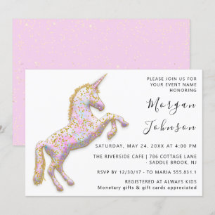 Gott Rosa Einhorn Pferd Weiß Geburtstag Baby Showe Einladung