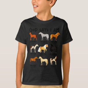 Gott sagt Am Pferde christliche Frauen Mädchen Kin T-Shirt