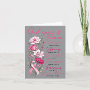 Gott sagt Blumen christliche Brustkrebs-Rosa Karte
