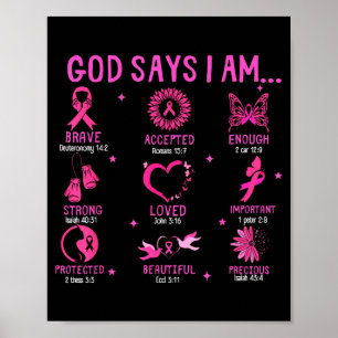 Gott sagt Brustkrebsbewusstsein Christliche Bibel Poster