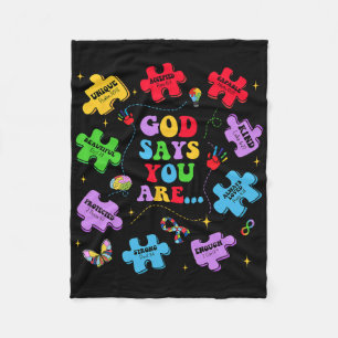 Gott sagt, du bist Autismus christlich Jesus Bibel Fleecedecke