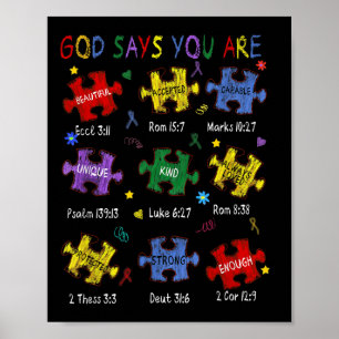 Gott sagt, du bist Bibelverse Christlich Autismus  Poster