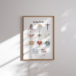 Gott sagt, du bist Christliche Kinder Affirmation  Poster