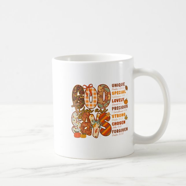 Gott sagt, du bist Fall Vibes Herbst Religiösen Ch Kaffeetasse (Rechts)
