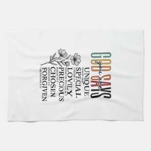 Gott sagt, du bist Glaube Blumen Vintage-Shirt-Des Geschirrtuch