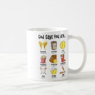 Gott sagt, du bist Softballspieler Christliches Kr Kaffeetasse