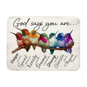 Gott sagt, du bist Typografie Kolibri Magnet
