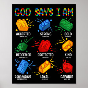 Gott sagt, ich baue Ziegel Meister Erbauer Block Poster