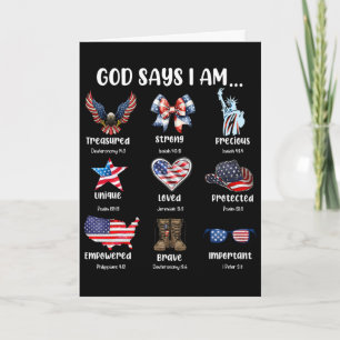 Gott sagt, ich bin 4. Juli Christlich Patriotisch  Karte