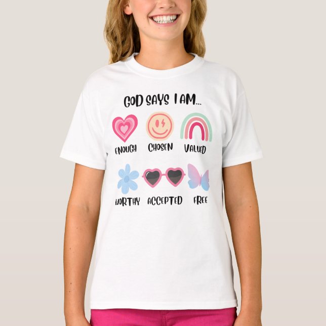 Gott sagt, ich bin Affirmation Kinder T-Shirt (Vorderseite)