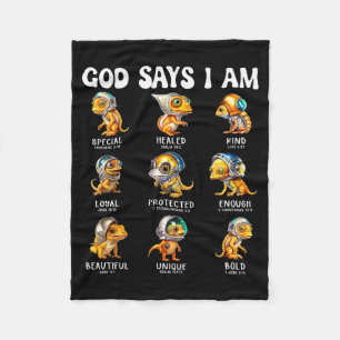 Gott sagt, ich bin Astronaut-Reptil-Schrift Bibel Fleecedecke